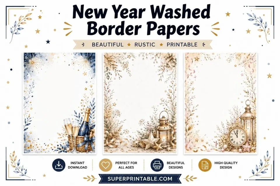 15+ New Year Washed Border Papers Feature Image