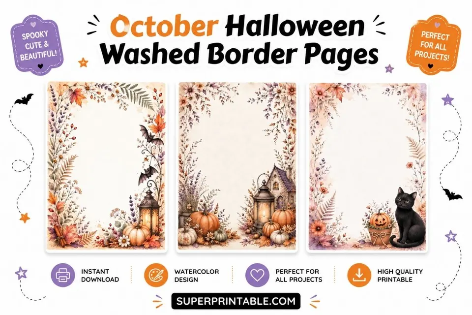 15+ October Halloween Washed Border Pages Feature Image