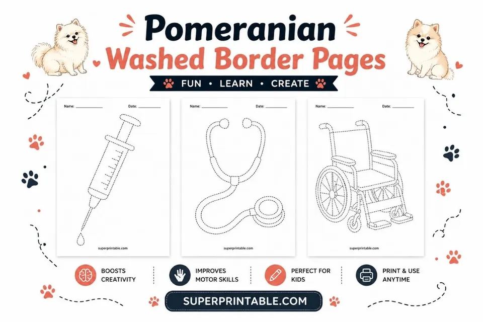 15 Pomeranian Washed Border Pages Feature Image
