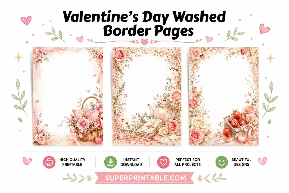 15+ Valentine's Day Washed Border Pages Feature Image