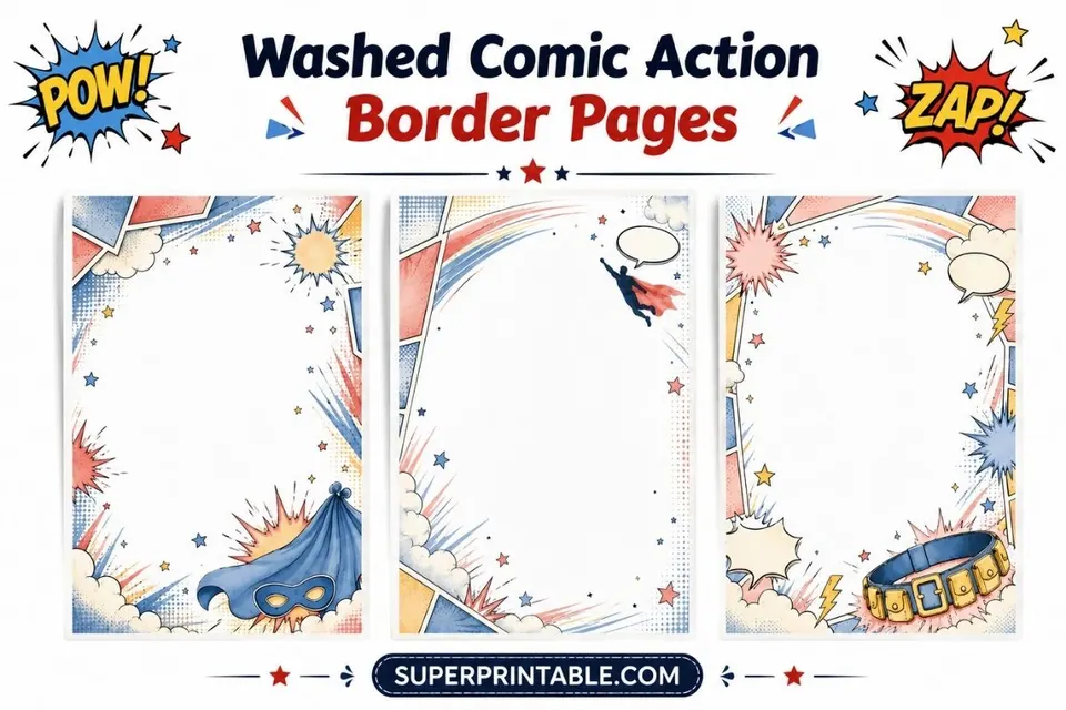 15+ Washed Comic Action Border Pages Feature Image