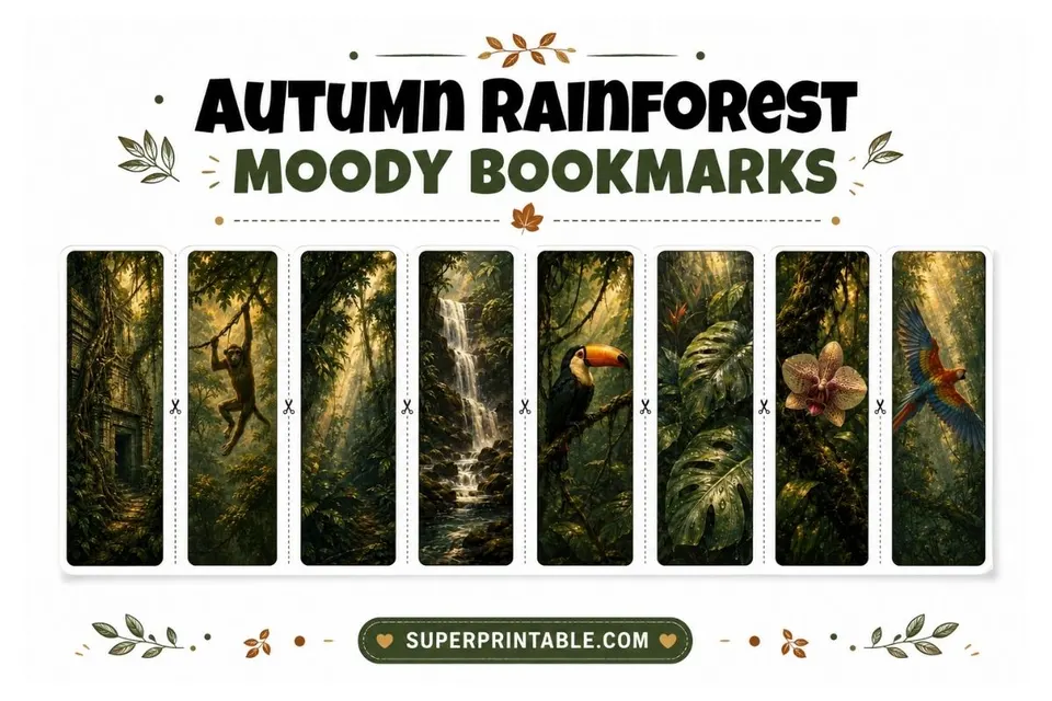 16 Autumn Rainforest Moody Bookmarks Feature Image