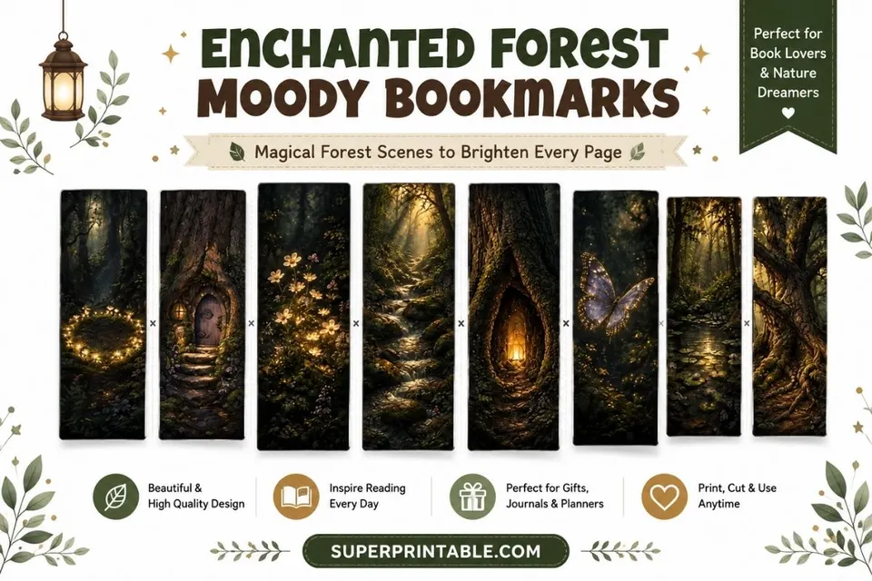 16 Enchanted Forest Moody Bookmarks Feature Image