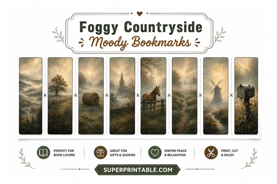 16 Foggy Countryside Moody Bookmarks Feature Image
