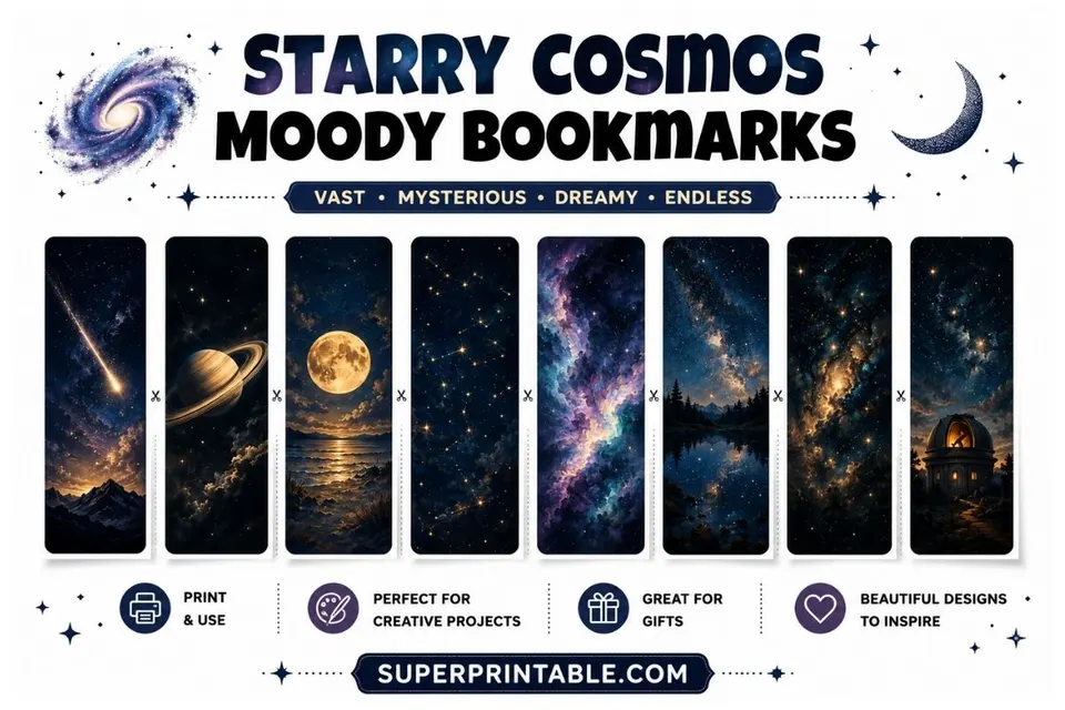 16 Starry Cosmos Moody Bookmarks Feature Image