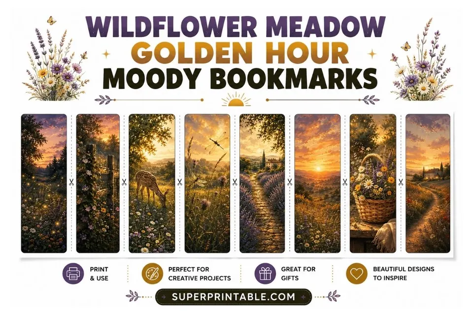 16 Wildflower Meadow Golden Hour Moody Bookmarks Feature Image