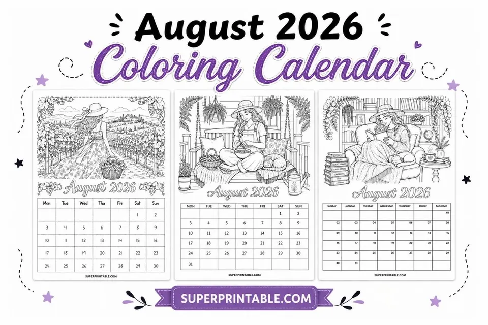 19 August 2026 Coloring Calendar Feature Image