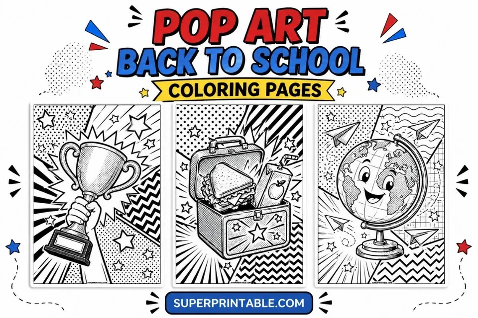20 Pop Art Back To School Coloring Pages Feature Image