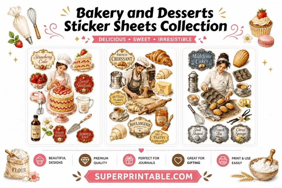 25 Bakery and Desserts Sticker Sheets Collection Feature Image