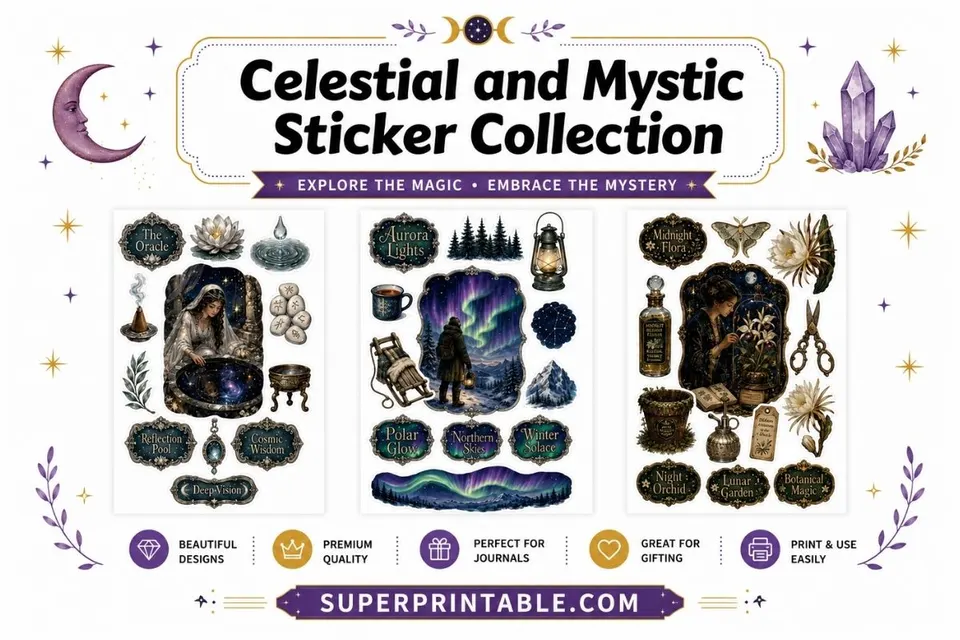 25 Celestial and Mystic Sticker Collection Feature Image