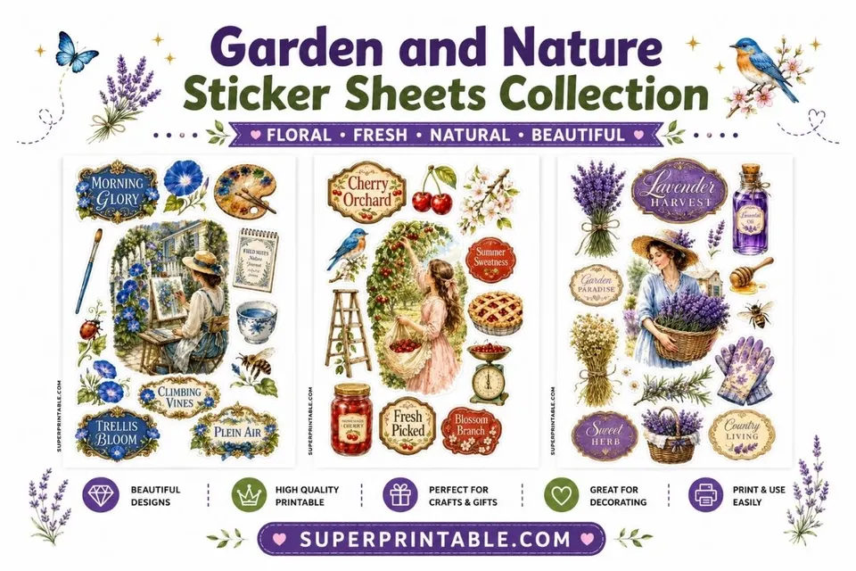 25 Garden and Nature Sticker Sheets Collection Feature Image
