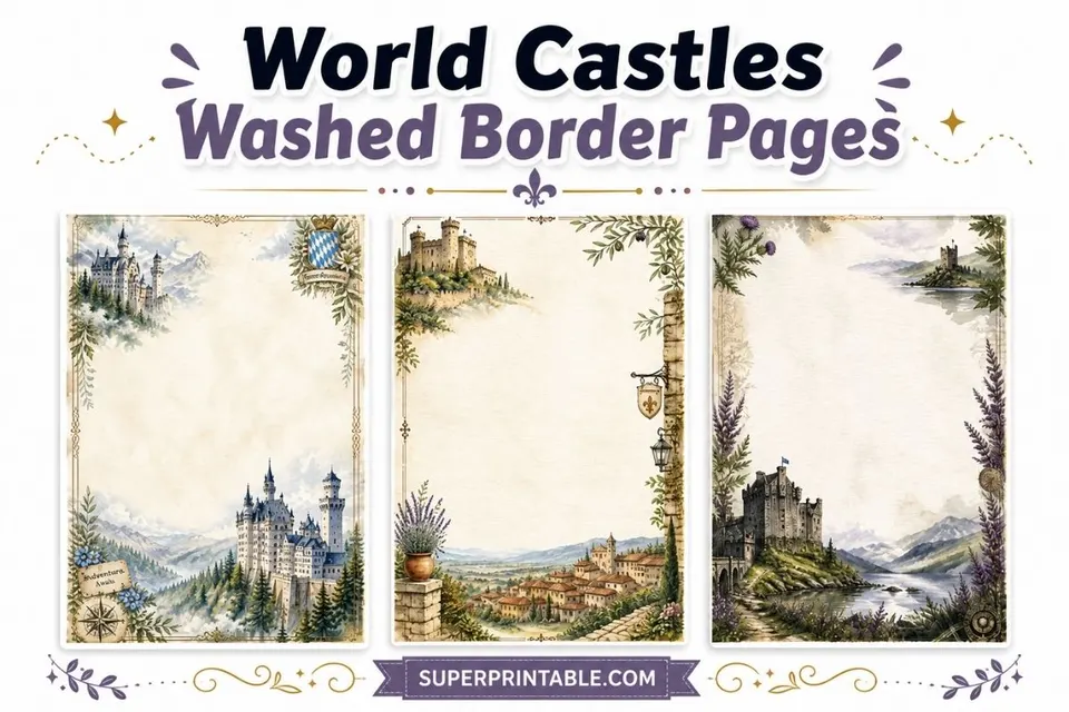 25+ World Castles Washed Border Pages Feature Image