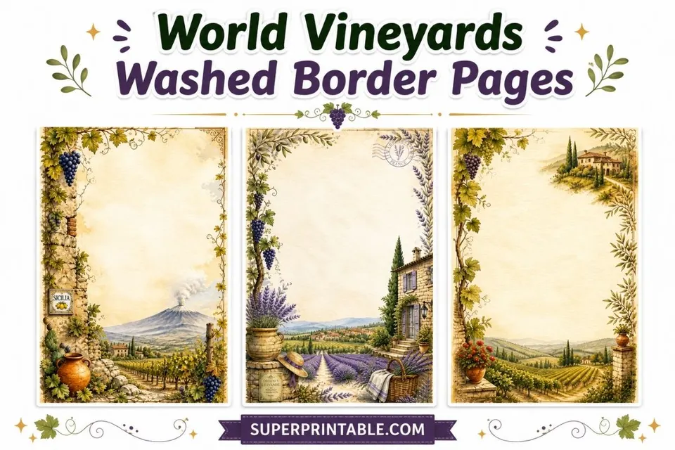 25+ World Vineyards Washed Border Pages Feature Image