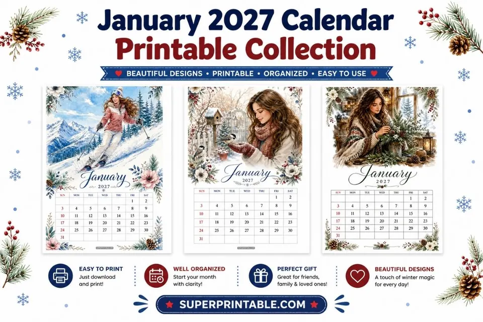 28+ January 2027 Calendar Printable Collection Feature Image