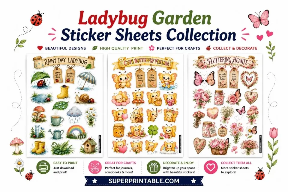 30+ Ladybug Garden Sticker Sheets Collection Feature Image