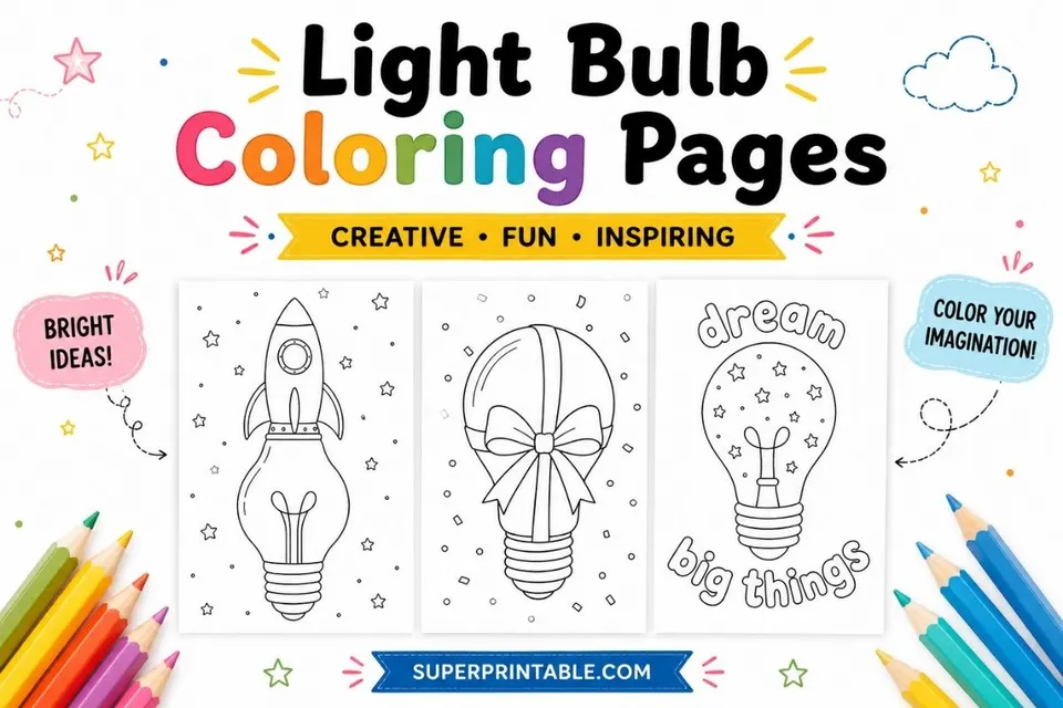 30+ Free Light Bulb Coloring Pages