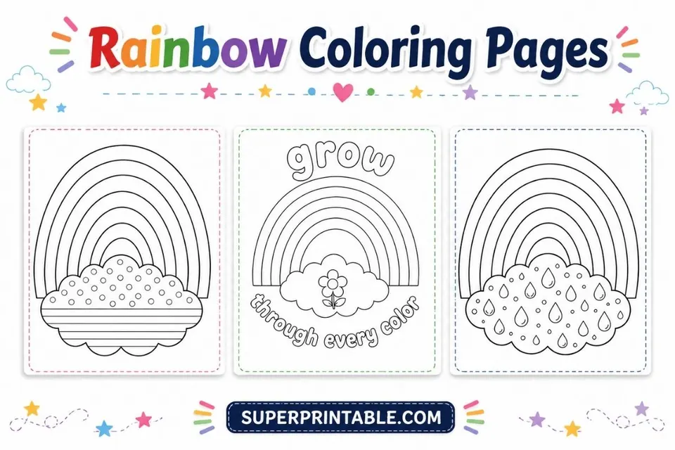 30+ Rainbow Coloring Pages Feature Image