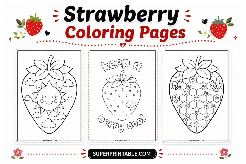 30+ Free Strawberry Coloring Pages