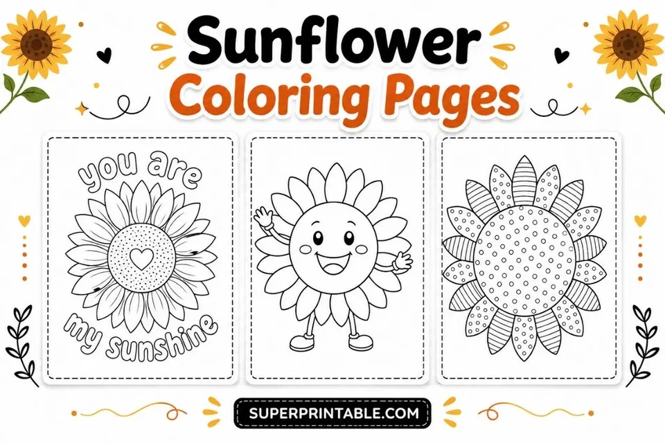 30+ Sunflower Coloring Pages Feature Image