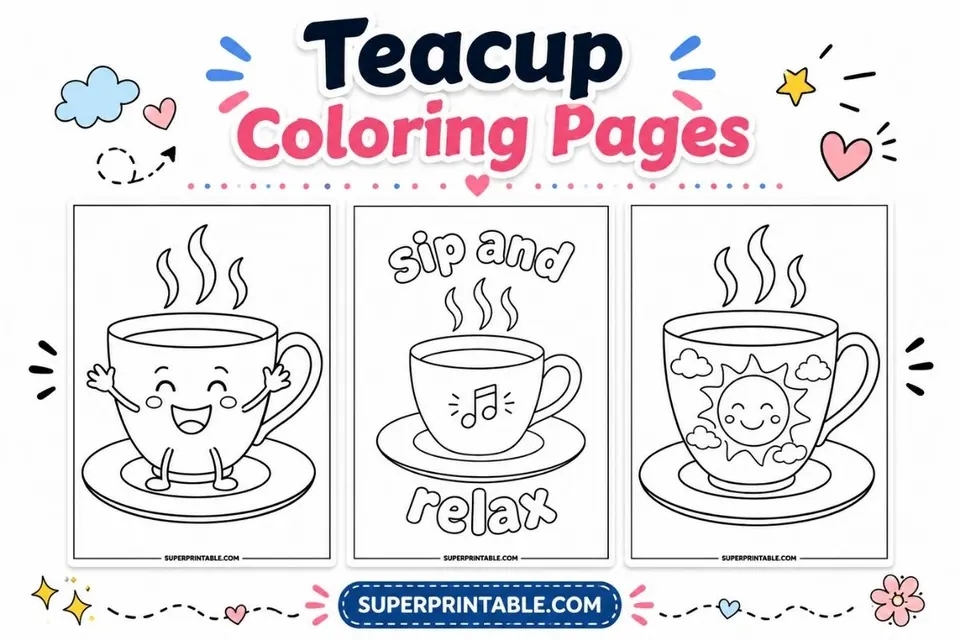 30+ Teacup Coloring Pages Feature Image