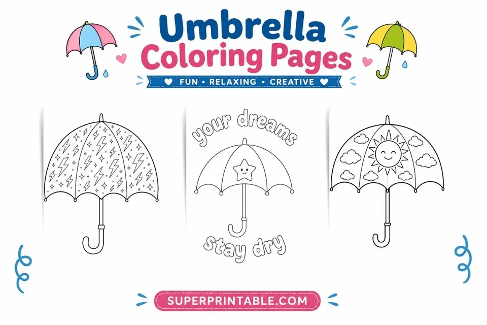 30+ Umbrella Coloing Pages Feature Image