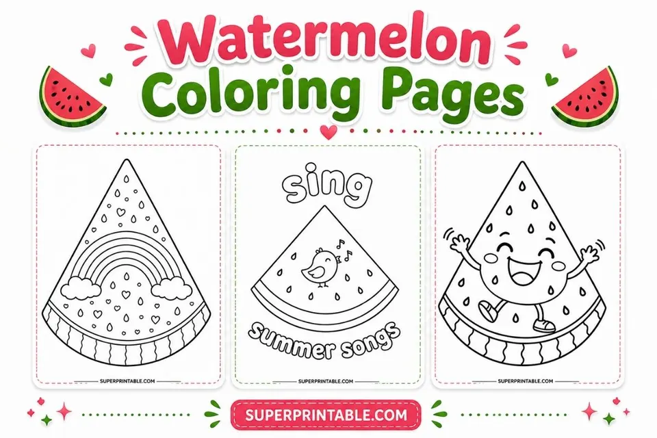 30+ Free Watermelon Coloring Pages