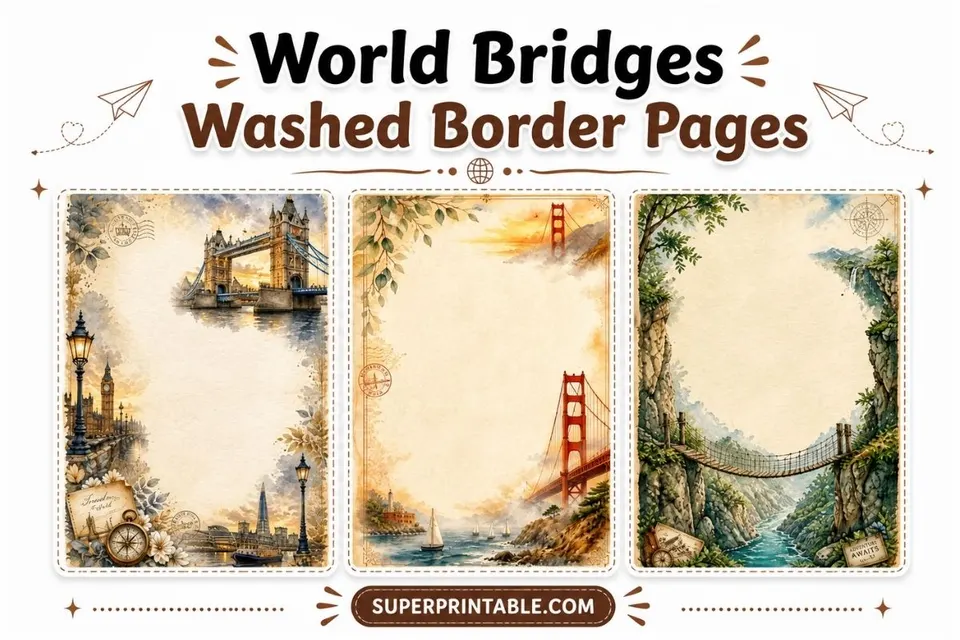 30 World Bridges Washed Border Pages Feature Image