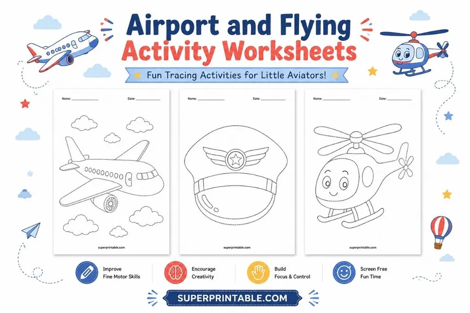 Airport and Flying Activity Worksheets Feature Image