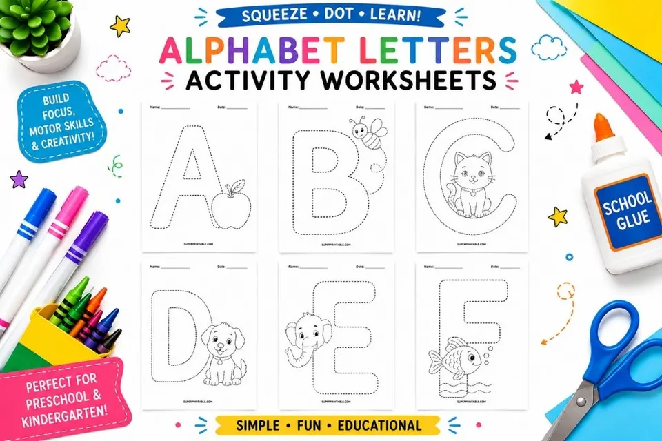 Alphabet Letters Activity Worksheets Feature Image