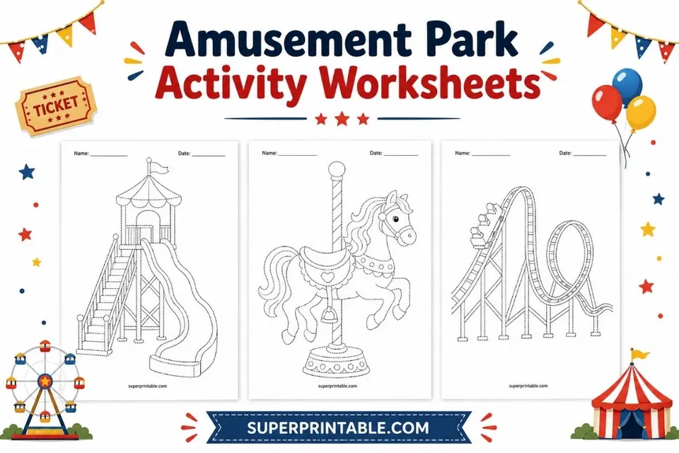 Amusement Park Activity Worksheets Feature Image