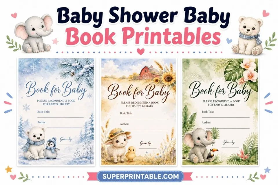 Baby Shower Baby Book Printables Feature Image