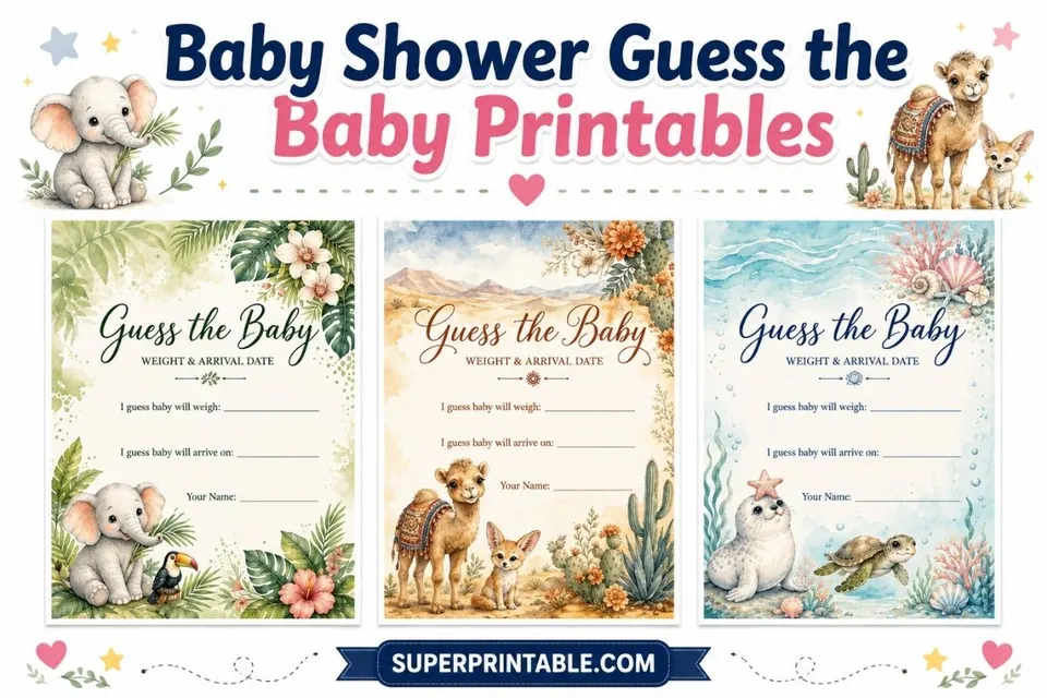 Baby Shower Guess the Baby Printables Feature Image