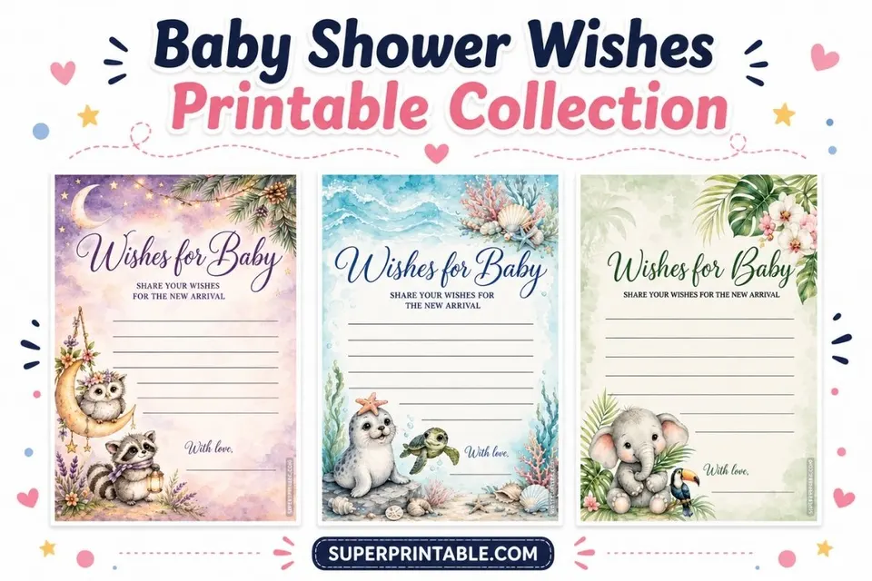 Baby Shower Wishes Printable Collection Feature Image