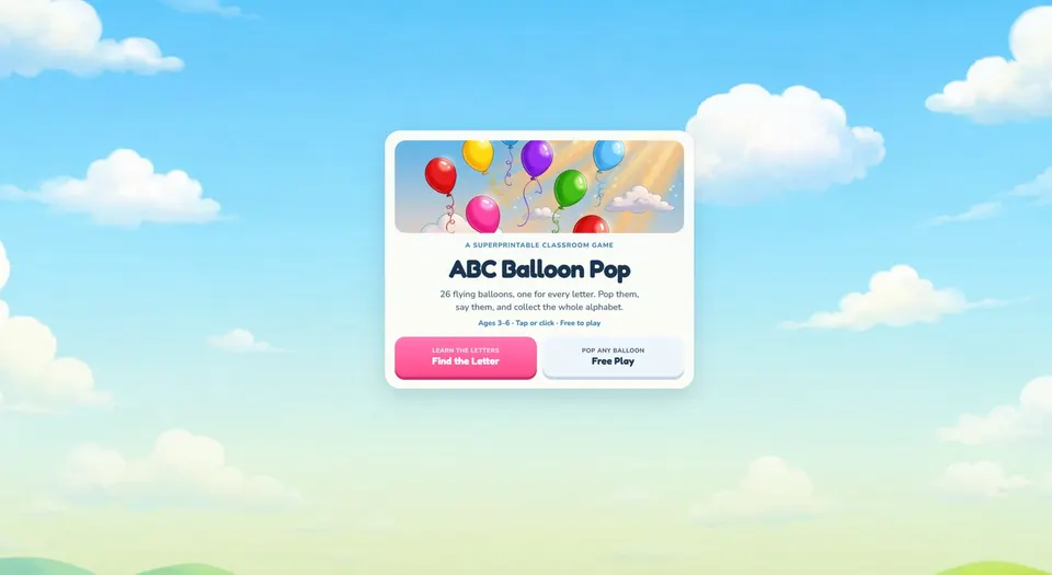 Alphabet Balloon Pop Game