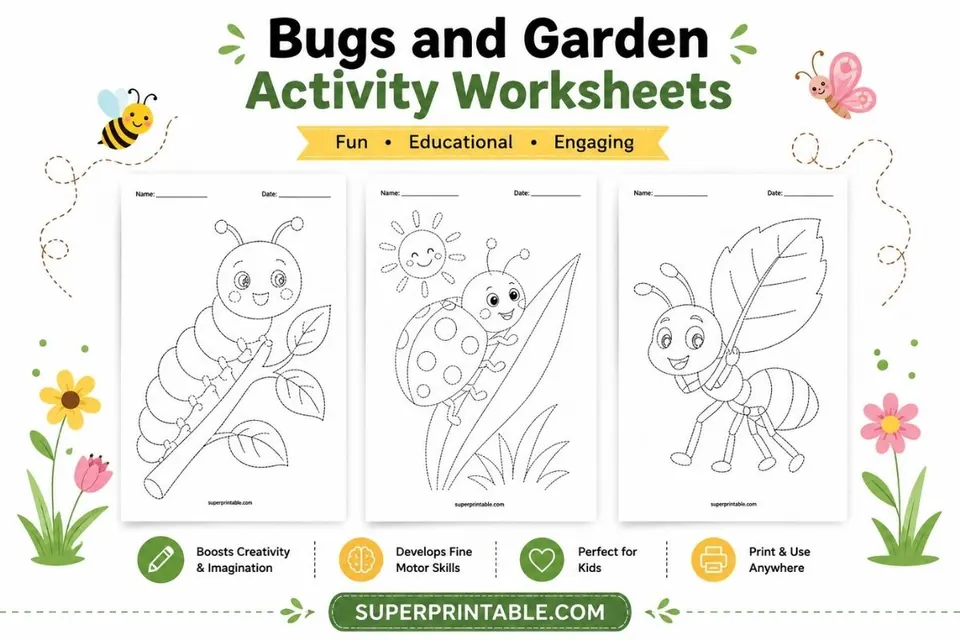 Bugs and Garden Activity Worksheets Feature Image