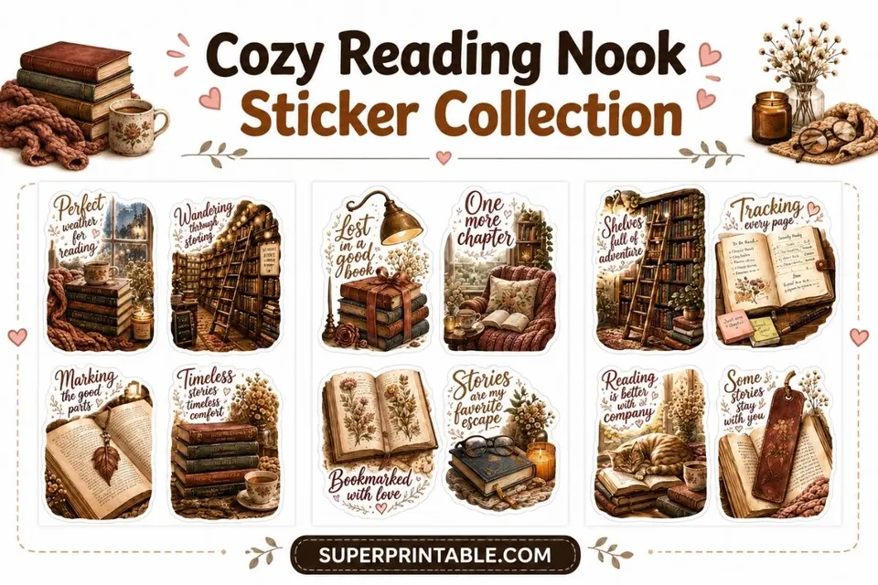 Cozy Reading Nook Sticker Collection Feature Image