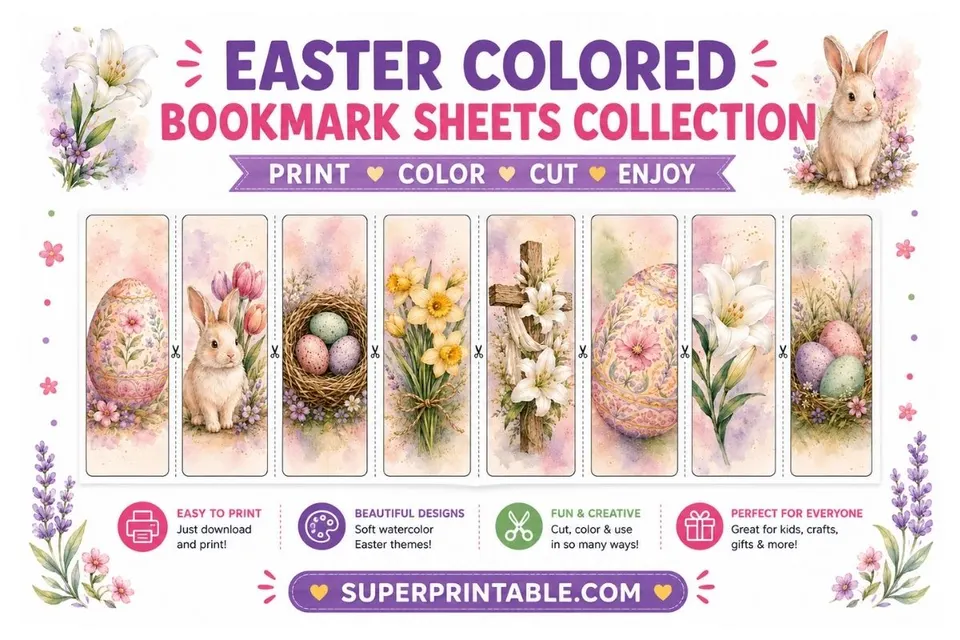 Easter Colored Bookmark Sheets Collection Feature Image
