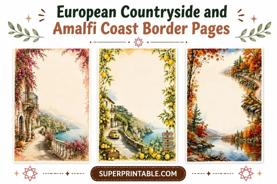 Free European Countryside and Amalfi Coast Border Pages