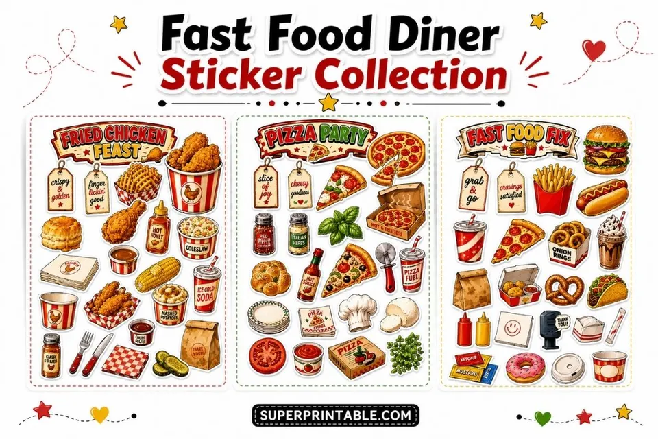 Fast Food Diner Sticker Collection Feature Image