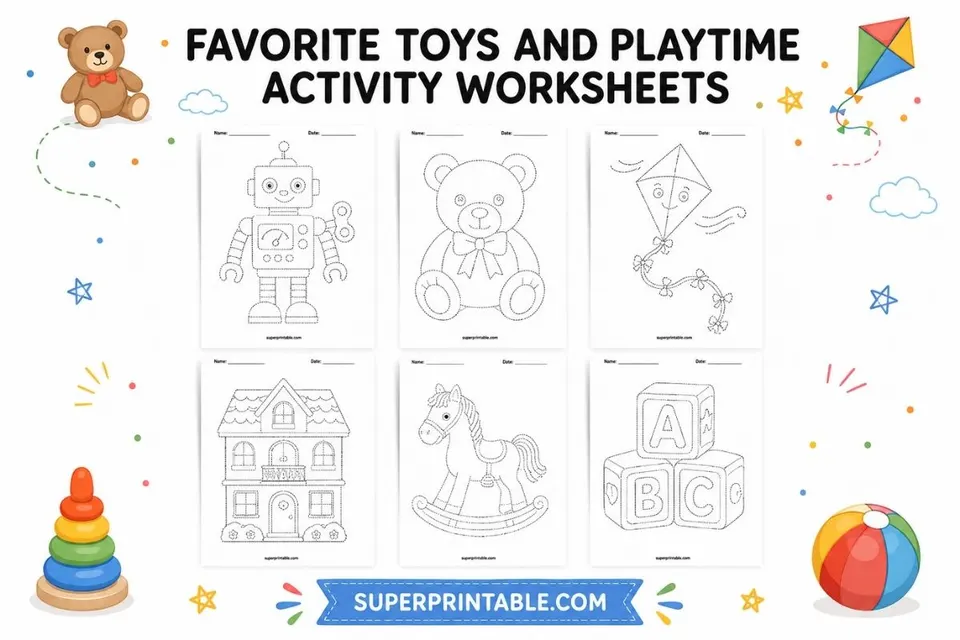 Favorite Toys and Playtime Activity Worksheets Feature Image