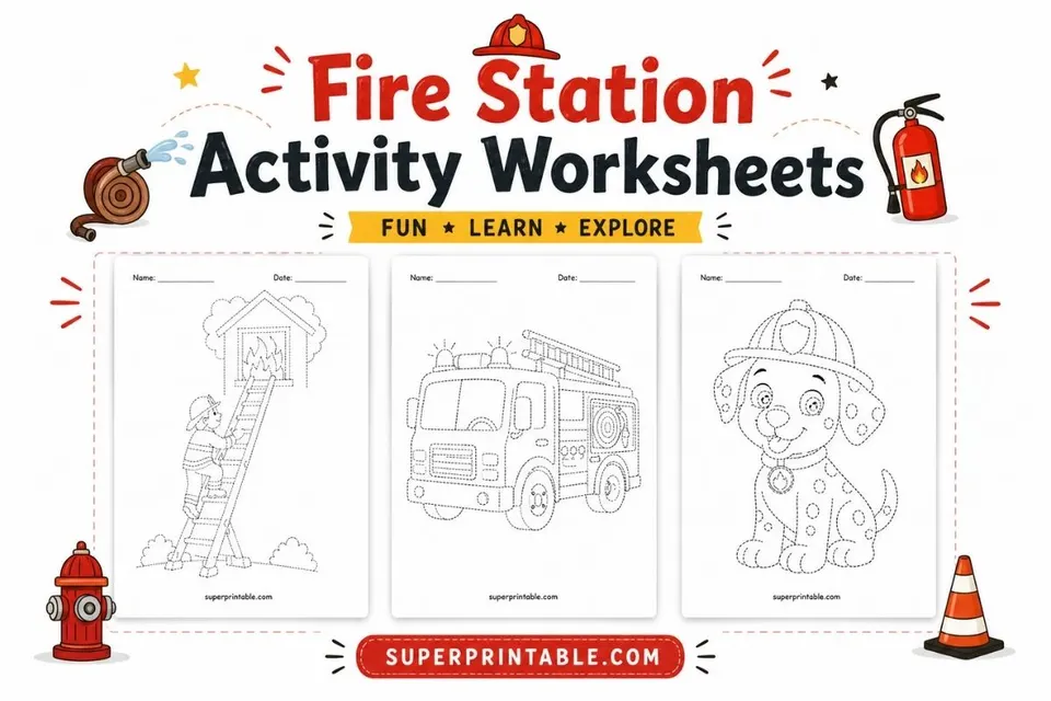 Fire Station Activity Worksheets Feature Image