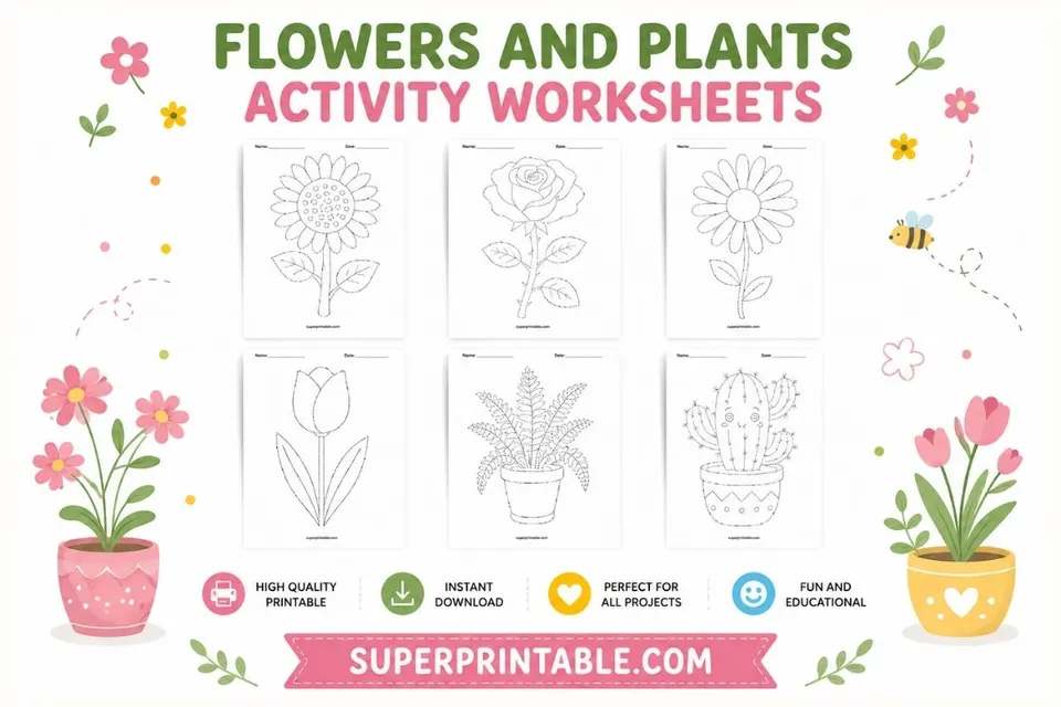 Flowers and Plants Activity Worksheets Feature Image