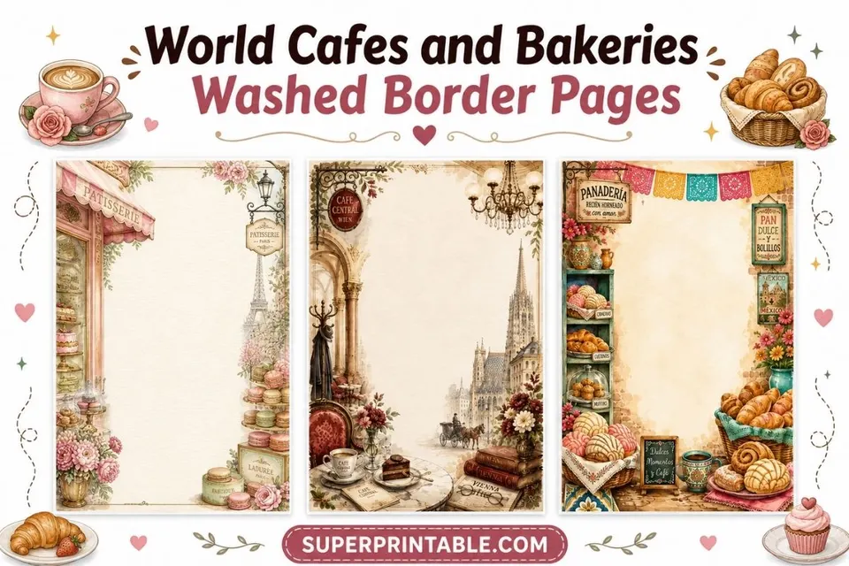 Free World Cafes and Bakeries Washed Border Pages Feature Image