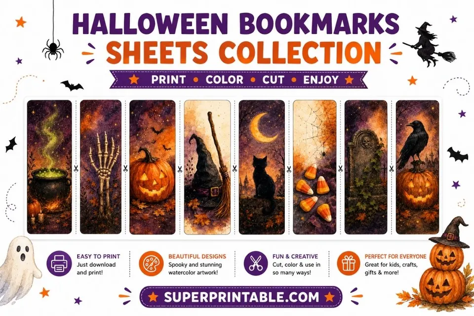 Halloween Bookmarks Sheets Collection Feature Image