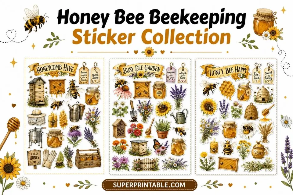 Honey Bee Beekeeping Sticker Collection Feature Image
