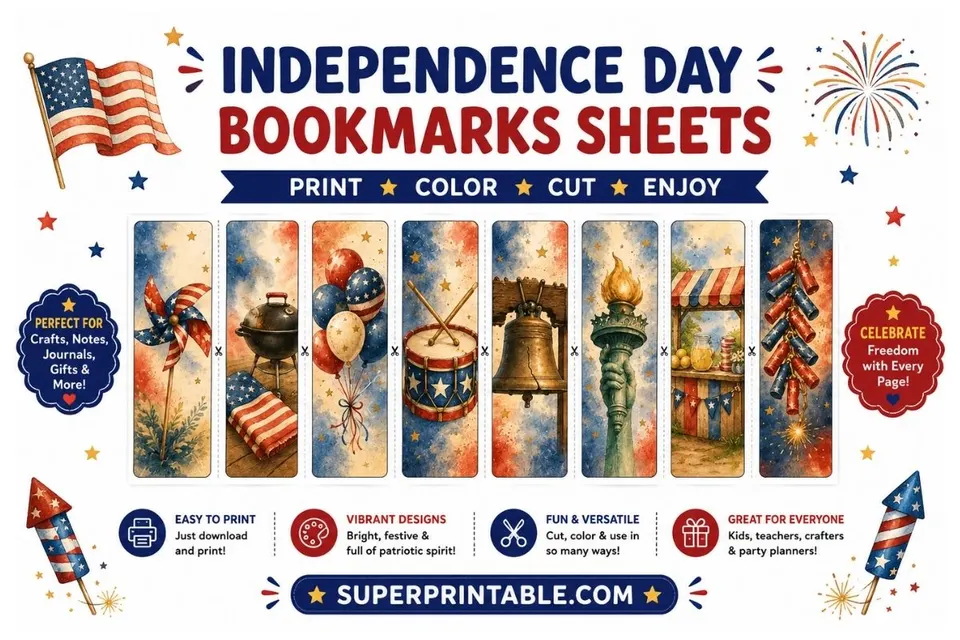 Independence Day Bookmarks Sheets Collection Feature Image