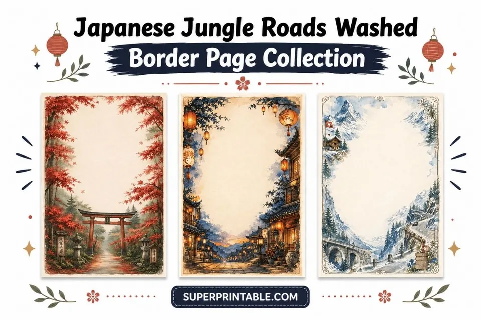 Japanese Jungle Roads Washed Border Page Collection Feature Image
