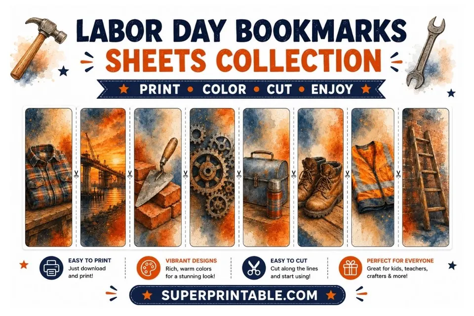 Labor Day Bookmarks Sheets Collection Feature Image