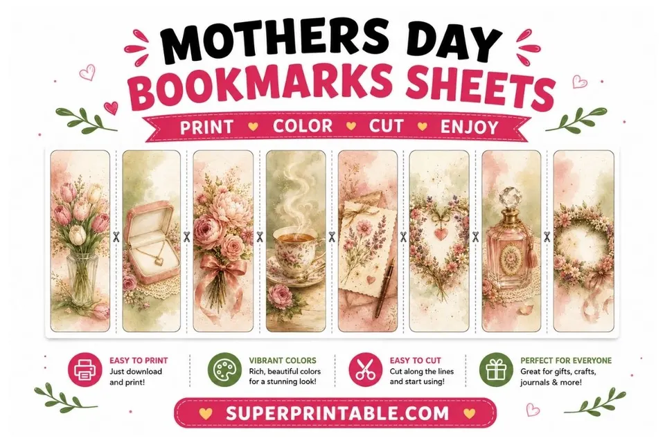Mothers Day Bookmarks Sheets Collection Feature Image