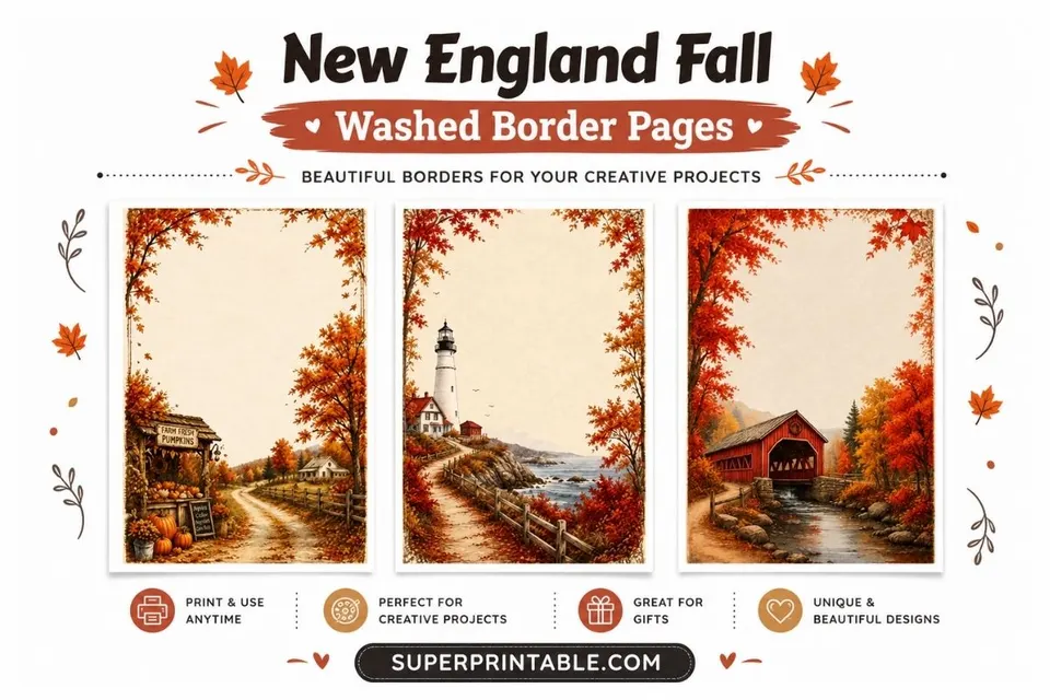New England Fall Washed Border Pages Feature Image